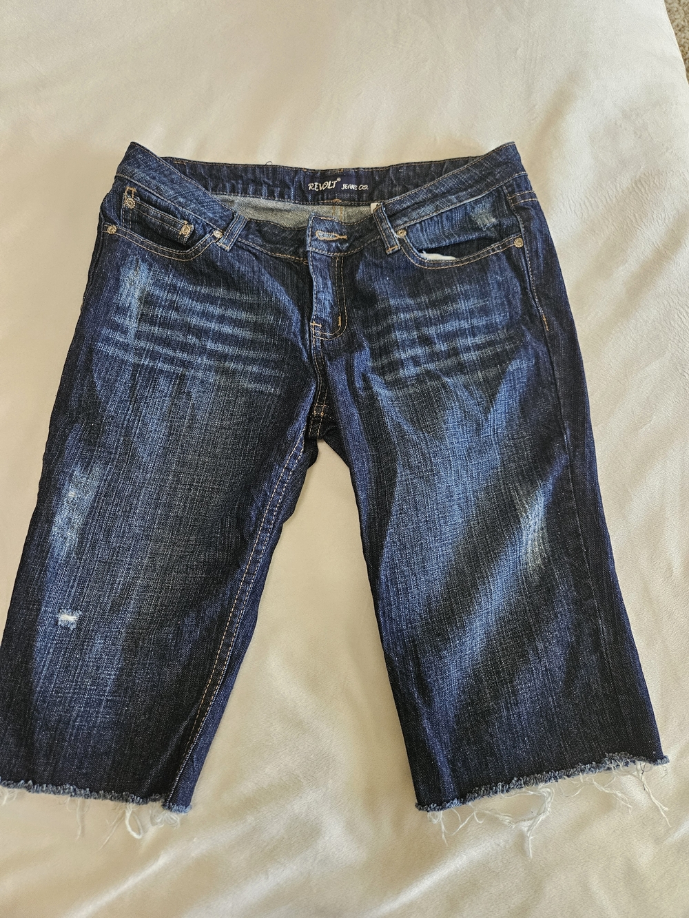 VINTAGE Revolt Jeans Dark Blue Denim Cutoff Jeans